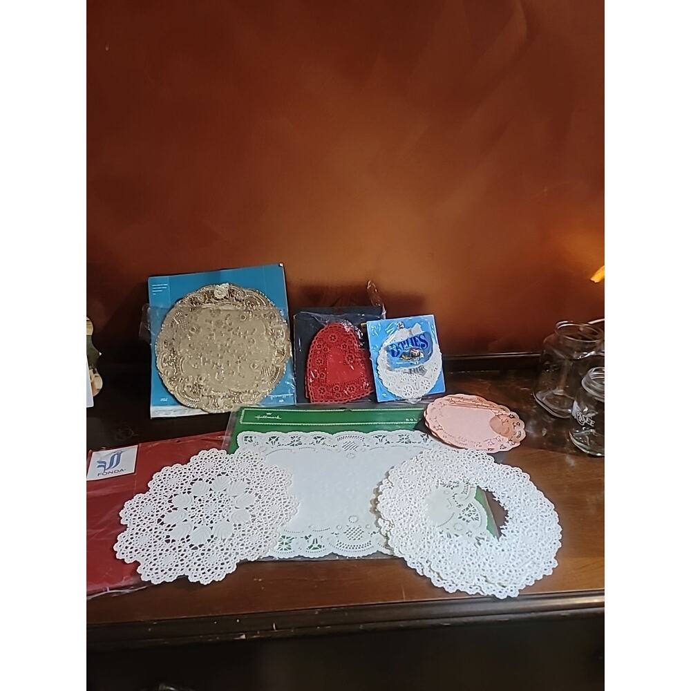 Assorted Vintage Paper Doilies About 35 Total Rectangle Hallmark Never Opened